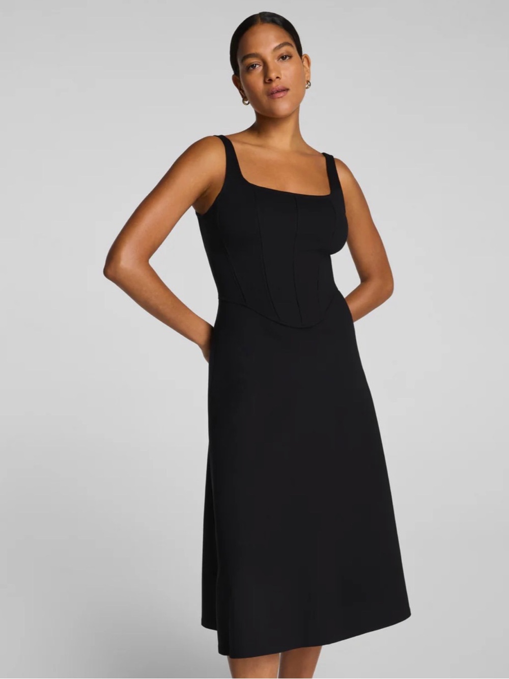 Square-Neck Midi Dress